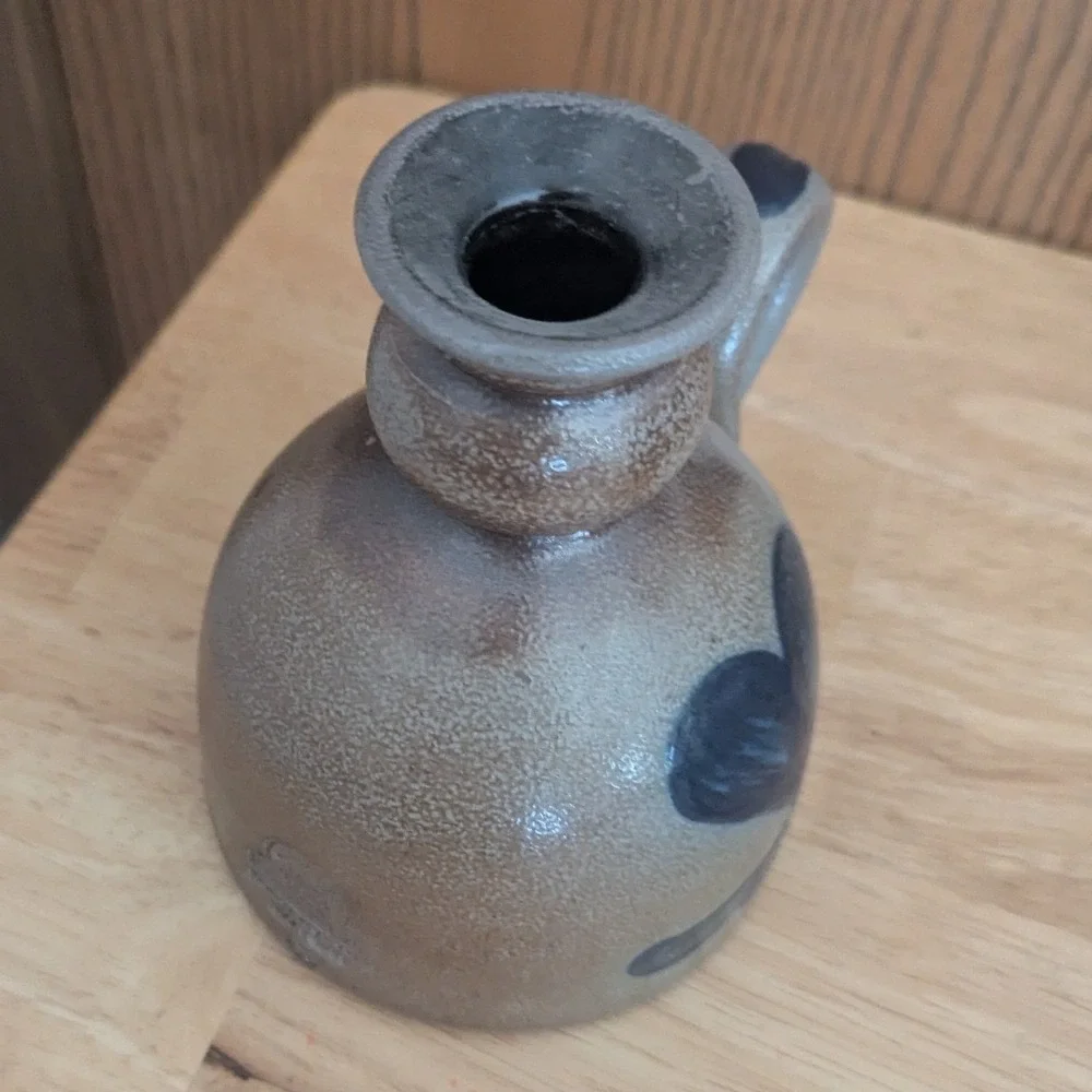 Rowe Pottery Works Salt Glazed Stoneware Heart Candlestick Chamber Handled 5
